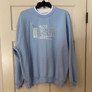 Women's Light Blue Winter Scene Sweatshirt
